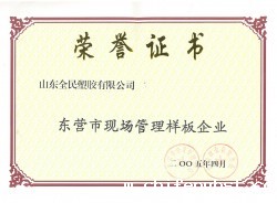 市级现场管理样板企业荣誉市级2005.04